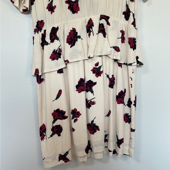 Ganni cream rose flower peplum midi knee length dress medium - Picture 4 of 5